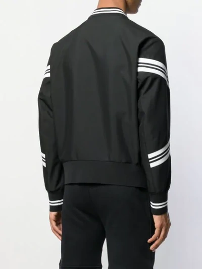 Shop Neil Barrett Contrast Stripes Bomber Jacket In Black