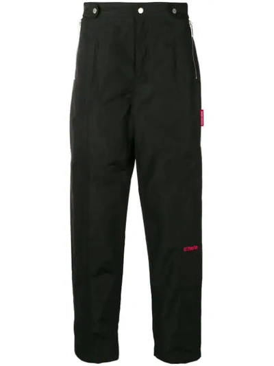 Shop Heron Preston Logo Tag Straight-leg Trousers In Black