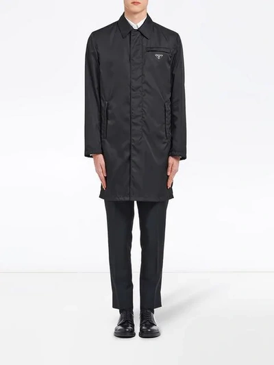 Shop Prada Gabardine Raincoat In Black