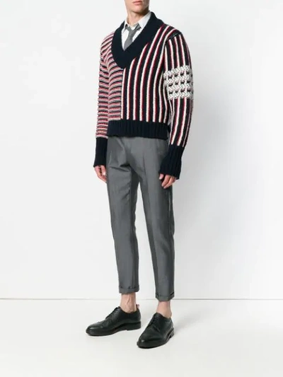 Shop Thom Browne Selvedge Stripe Skinny-fit Trouser In Grey