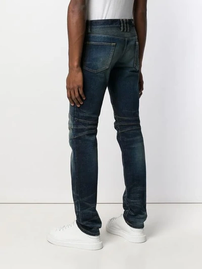 Shop Balmain Biker Jeans In Blue