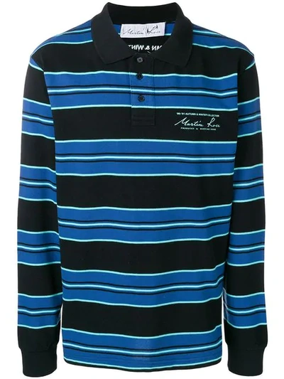 MARTINE ROSE STRIPED POLO SHIRT - 黑色