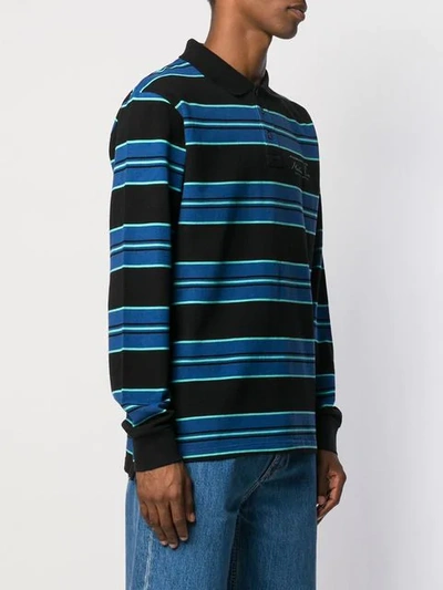 Shop Martine Rose Striped Polo Shirt In Black