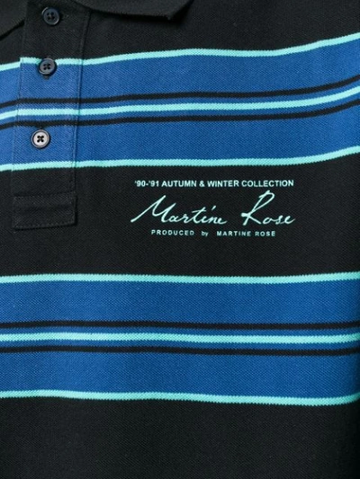 Shop Martine Rose Striped Polo Shirt In Black
