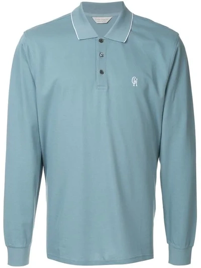 Shop Gieves & Hawkes Long Sleeve Polo Shirt In Blue