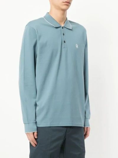Shop Gieves & Hawkes Long Sleeve Polo Shirt In Blue