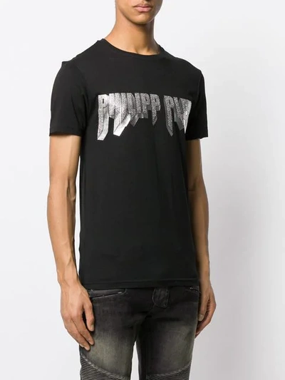 Shop Philipp Plein Foil-print Logo T-shirt In Black