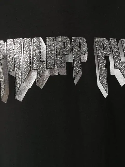 Shop Philipp Plein Foil-print Logo T-shirt In Black