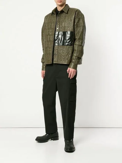 Shop Berthold Quilted Logo Shirt Jacket In Green