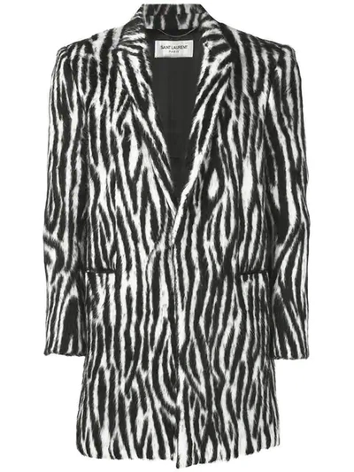 Shop Saint Laurent Single-breasted Fur Coat In Black