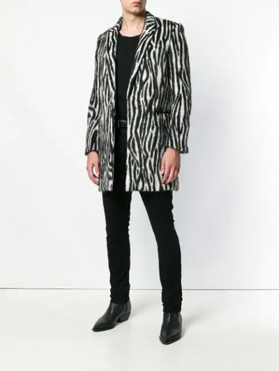 Shop Saint Laurent Single-breasted Fur Coat In Black