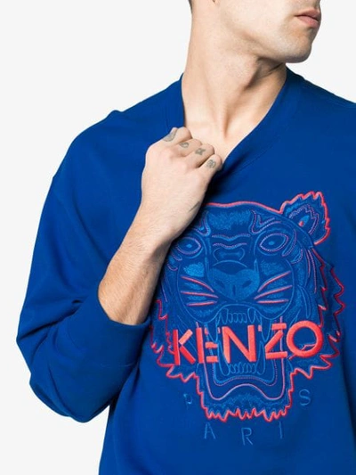 Shop Kenzo Tiger Crew Neck Sweatshirt In Blue