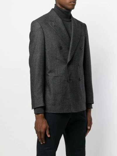 Shop Caruso Double-breasted Fitted Blazer - Grey