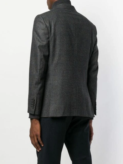 Shop Caruso Double-breasted Fitted Blazer - Grey