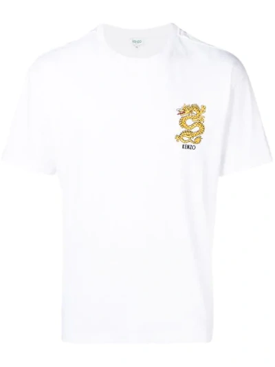 Kenzo White Limited Edition Embroidered Dragon T-shirt | ModeSens