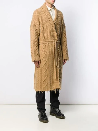 Shop Alanui Cable Knit Cardi-coat In Brown