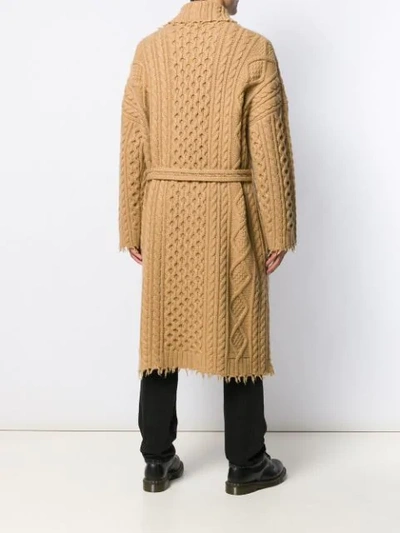 Shop Alanui Cable Knit Cardi-coat In Brown