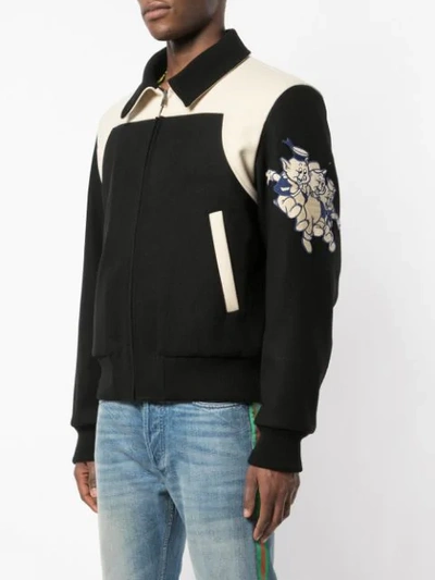 Shop Gucci Three Little Pigs Patch Bomber Jacket In Tan