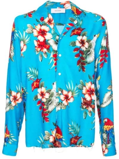 Shop Rhude Floral Print Shirt In Blue