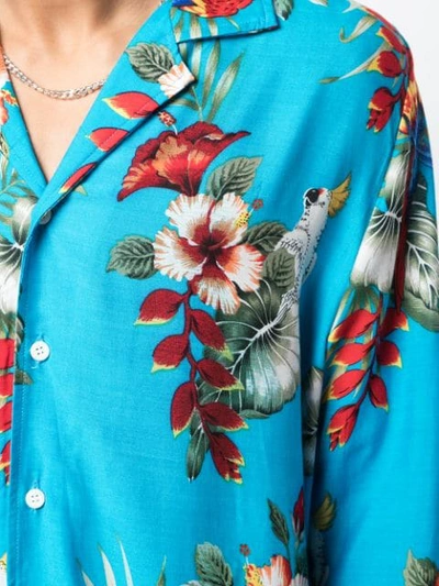 Shop Rhude Floral Print Shirt In Blue