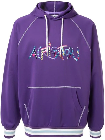 Shop A(lefrude)e Embroidered Logo Hoodie In Purple