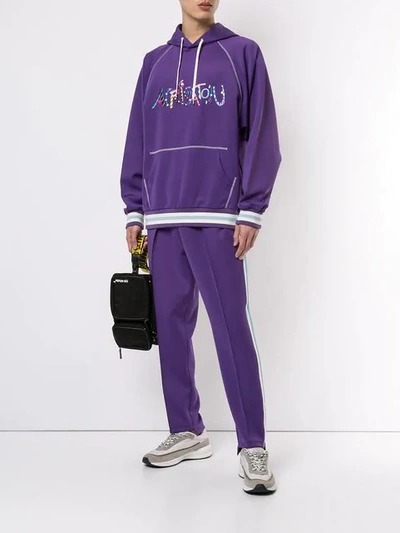 Shop A(lefrude)e Embroidered Logo Hoodie In Purple