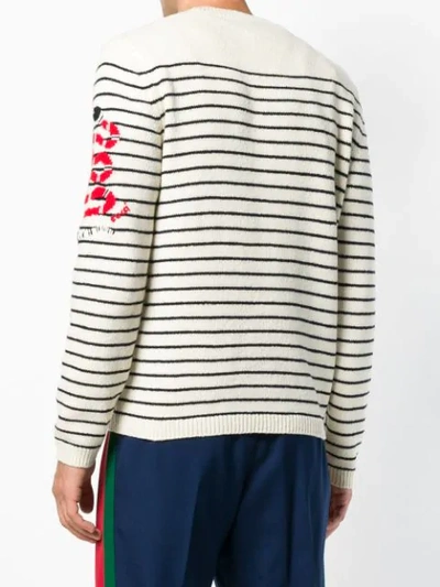 Shop Gucci Striped Knit Sweater In Neutrals