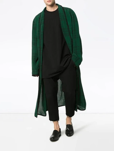 Shop Haider Ackermann Long Check Robe Coat In Black