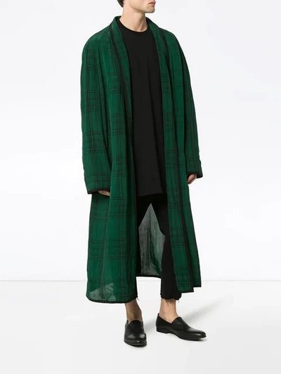 Shop Haider Ackermann Long Check Robe Coat In Black