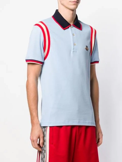 Shop Gucci Bee Appliqué Polo Shirt In Blue