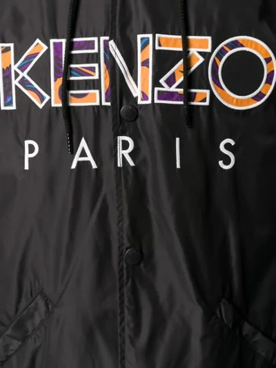 Shop Kenzo Logo Hooded Parka In Black