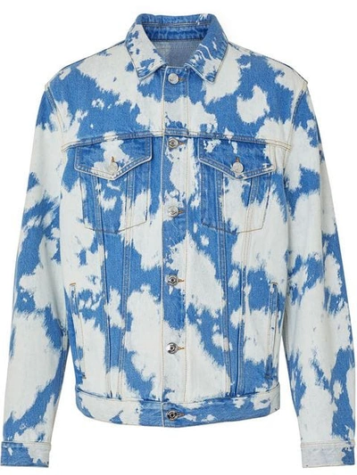 Shop Burberry Bleach Effect Denim-style Jacket In Blue