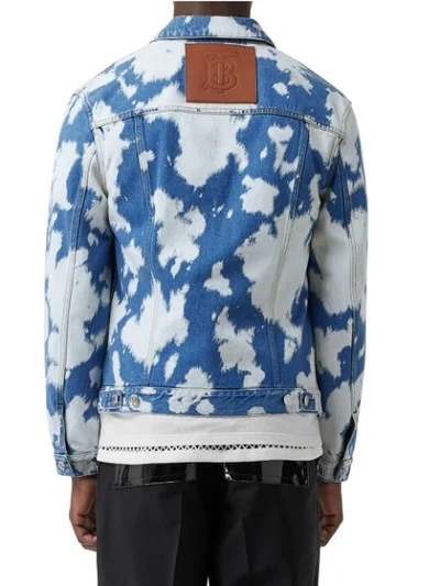 Shop Burberry Bleach Effect Denim-style Jacket In Blue