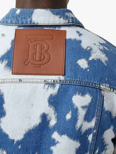 Shop Burberry Bleach Effect Denim-style Jacket In Blue