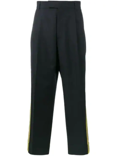 Shop Gucci Double Stripe Cropped Trousers In Blue