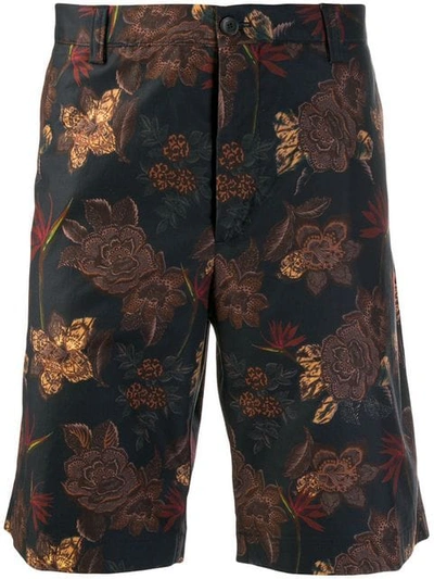 Shop Etro Floral Embroidered Shorts In Blue