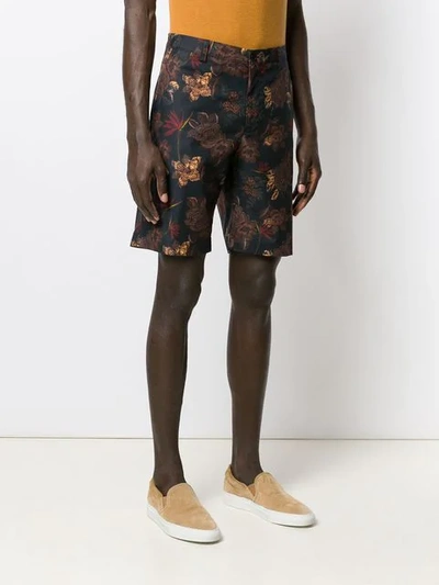 Shop Etro Floral Embroidered Shorts In Blue