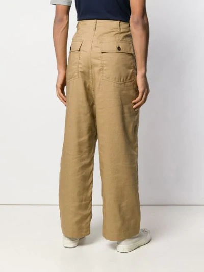 Shop Junya Watanabe Wide-leg Cropped Trousers In Brown