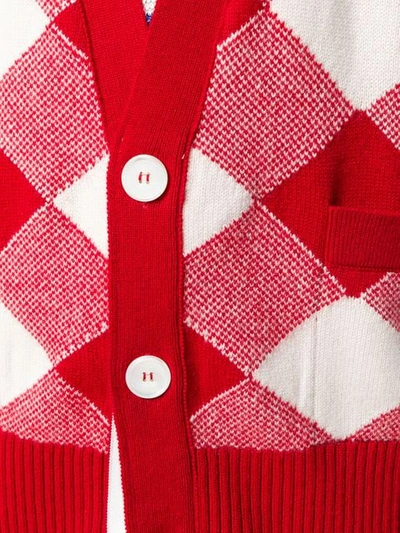 Shop Thom Browne 4-bar Oversized Gingham Cardigan - Red