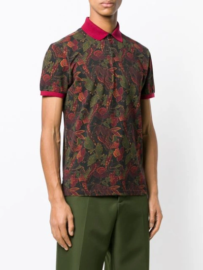 Shop Etro Printed Polo Shirt In Black