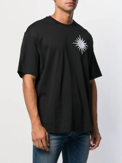 Shop Diesel Black Gold Sun Patch T-shirt In Black