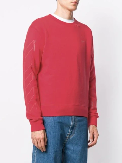 Shop Off-white Diagonal Print Sweatshirt In 2091 Red Silver