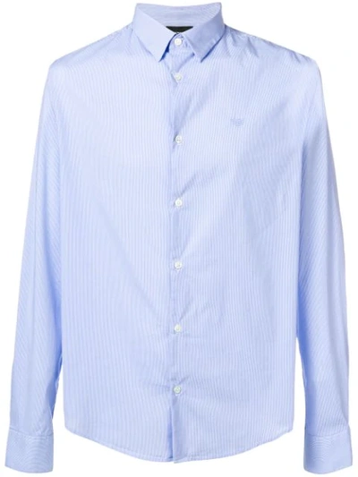 Shop Emporio Armani Striped Shirt In Blue