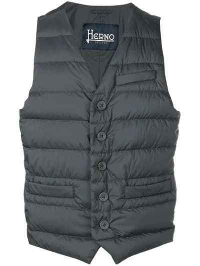 Shop Herno Quilted Waistcoat In Grey