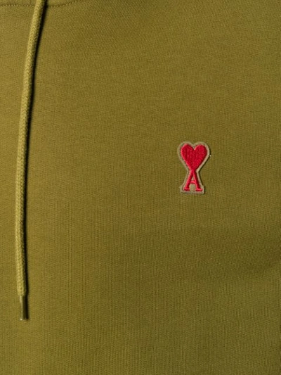 Shop Ami Alexandre Mattiussi Hoodie With Red Heart Patch In Green