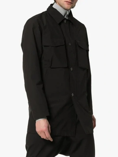 Shop Stone Island Single Breasted Front Pocket Trench Coat In Black