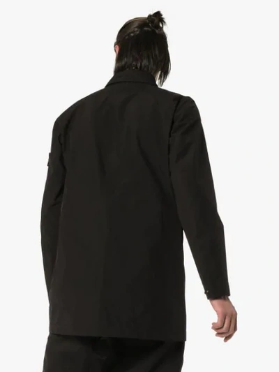 Shop Stone Island Single Breasted Front Pocket Trench Coat In Black