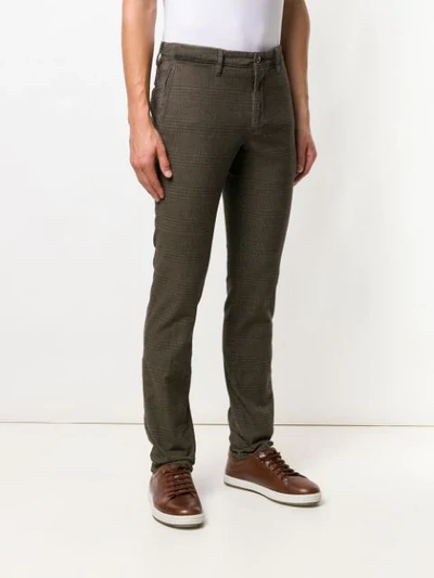 Shop Incotex Skinny Check Trousers In Brown