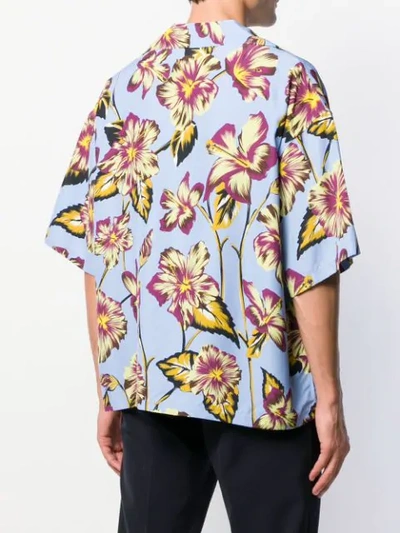 Shop Prada Floral Print Shirt In Blue
