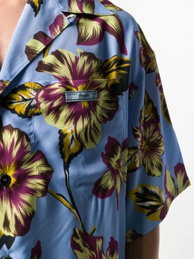Shop Prada Floral Print Shirt In Blue